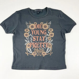 NEW Vinyl Icons Blondie Graphic TShirt Womens Medium Gray Die Young Stay Pretty